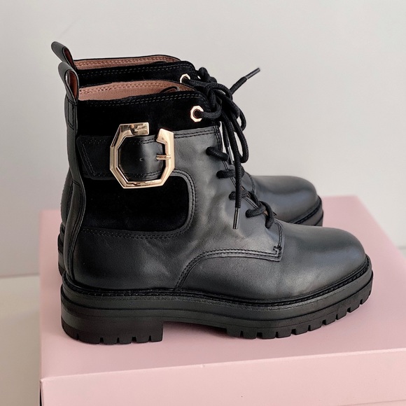 ✨New LOUISE ET CIE Saliha Lace Up Buckle Leather Combat Booties - Picture 4 of 10